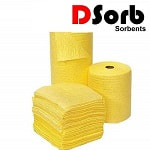 yellow chemical absorbent sheets and rolls