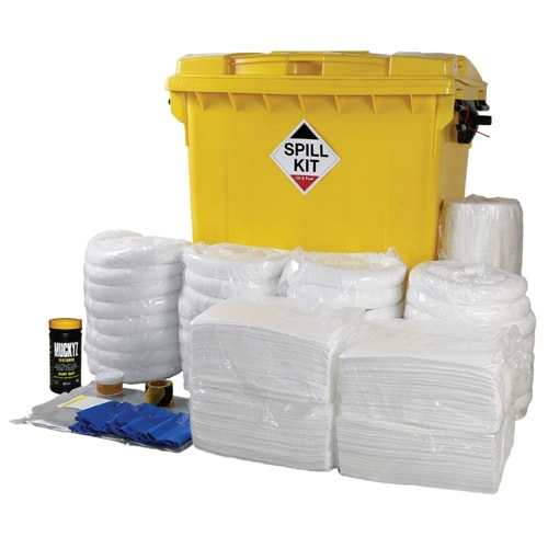 ​660Ltr Oil & Fuel Spill Kit in Wheeled Yellow Bin